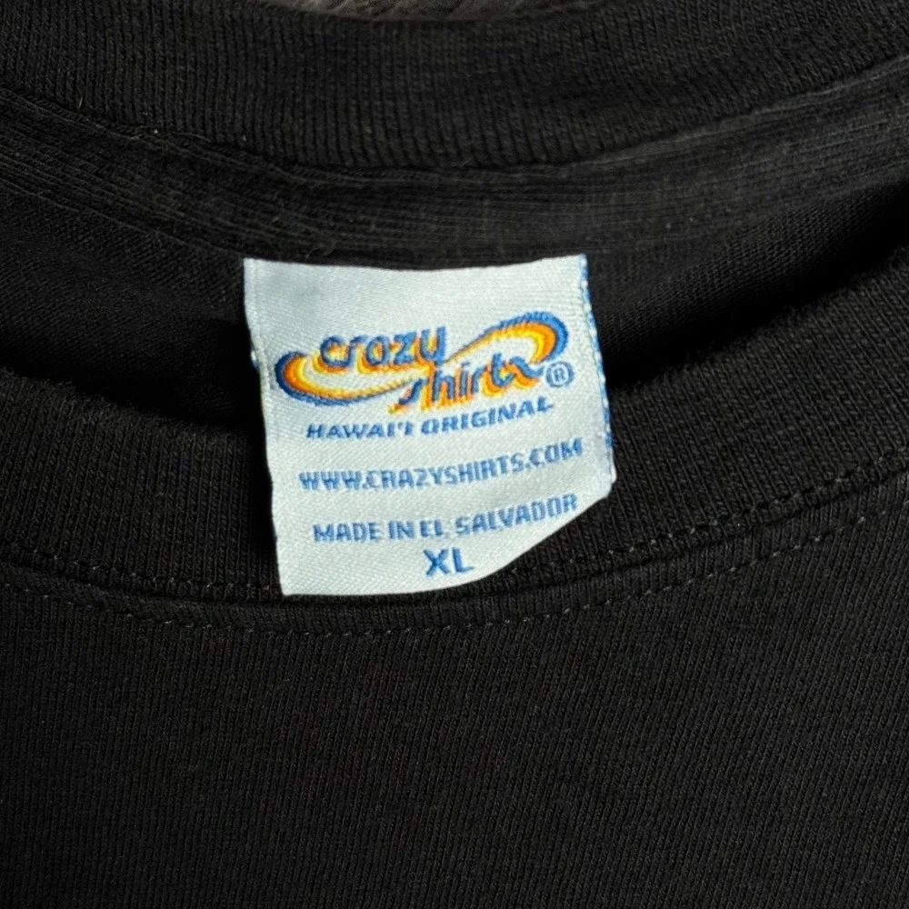 Vintage Crazy Shirts Sharka Surf Co Black Graphic T-Shirt Mens XL Hawaii surf-T